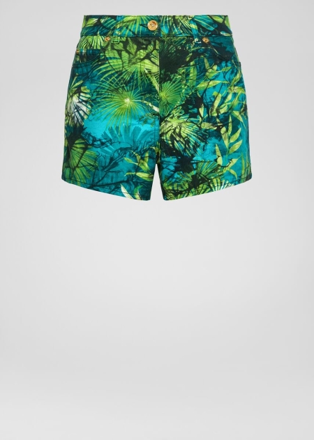 Versace Jungle Print Jeansshorts Dam - 540279QAY